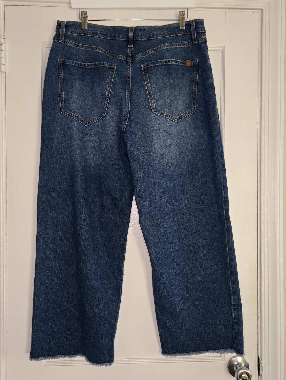 Jessica Simpson Dark Blue Zinnia Wide Leg Boyfriend Patchwork Jean Y2K Womens 12 - Picture 4 of 10